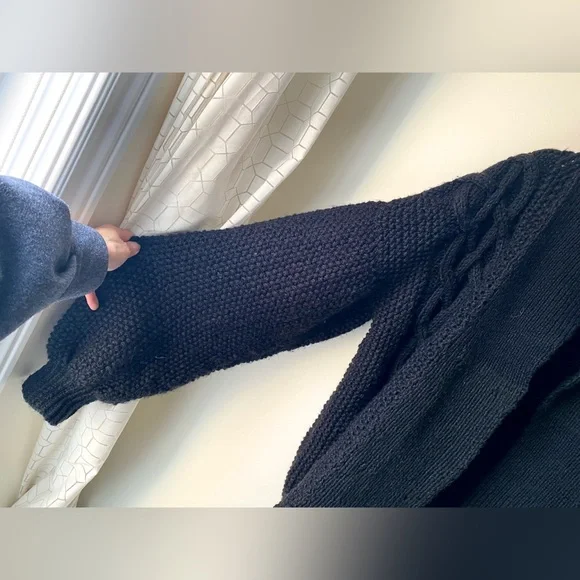 Chunky knit black open front cardigan - Picture 9 of 12